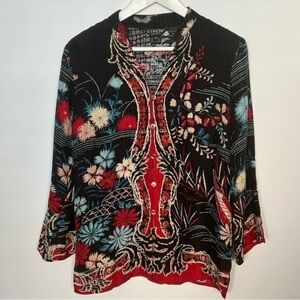 CITRON Silk Floral Button-Down Blouse XS